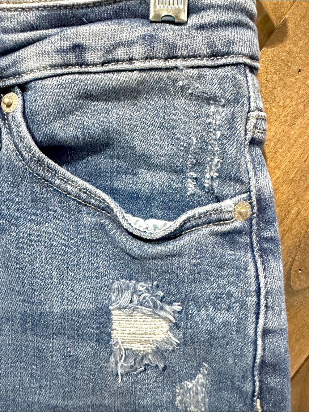 Risen Dark Wash Long Length Denim Shorts - Picture 11 of 12